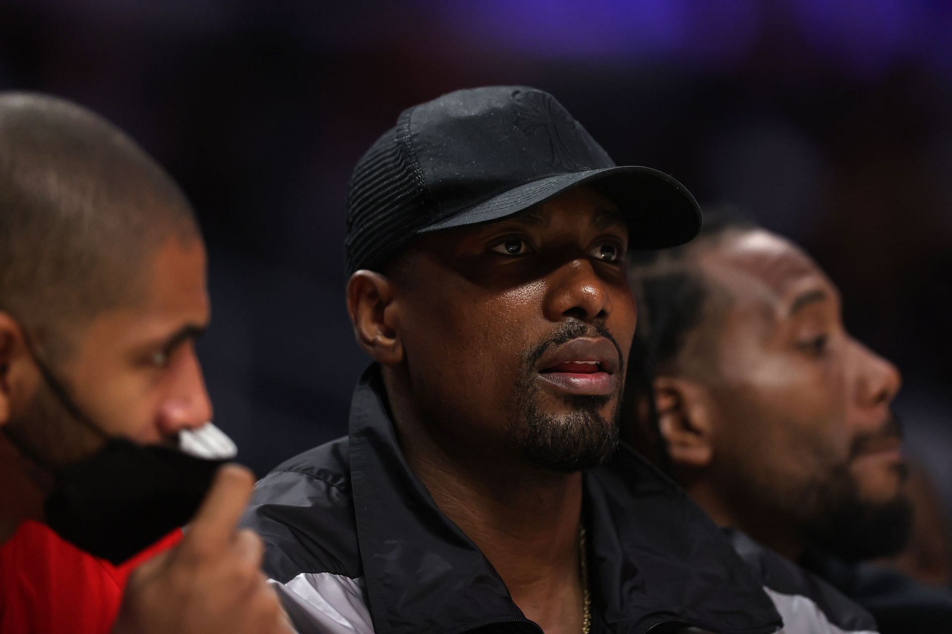 Nicolas Batum, Serge Ibaka and Kawhi Leonard of the LA Clippers on the bench