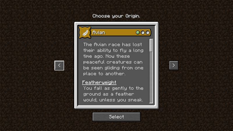 Avian origin (Image via Minecraft)