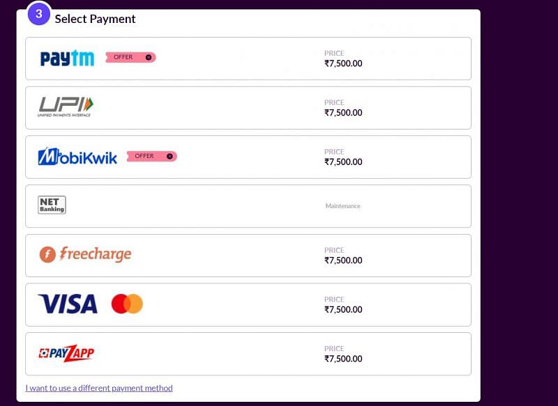 Payment options available on Codashop (Image via Codashop)