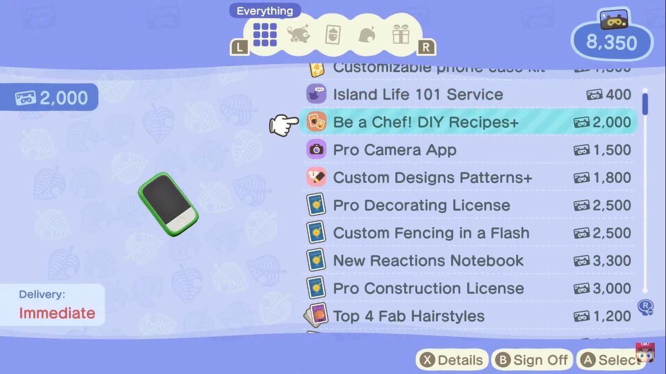 Players will have to work hard to earn bells as the cooking feature is redundant until they purchase the &quot;Be a Chef! DIY Recipes+&quot; pack, which costs 2,000 bells. (Image via Nintendo)