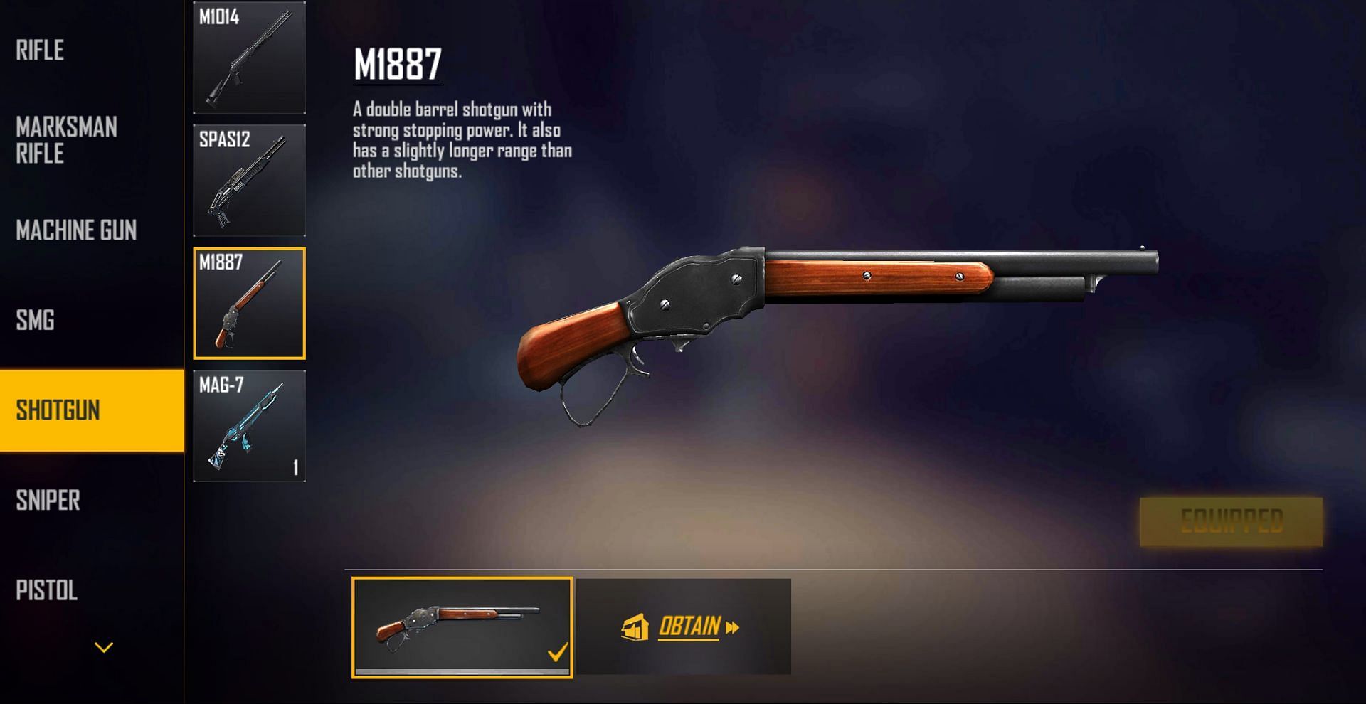 The M1887 can deal heavy damage in Free Fire (Image via Free Fire)