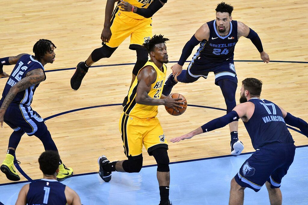 Jimmy Butler and the suffocating Miami Heat defense will test the up-and-coming Memphis Grizzlies on Saturday at the FedEx Forum. [Photo: WRUF]