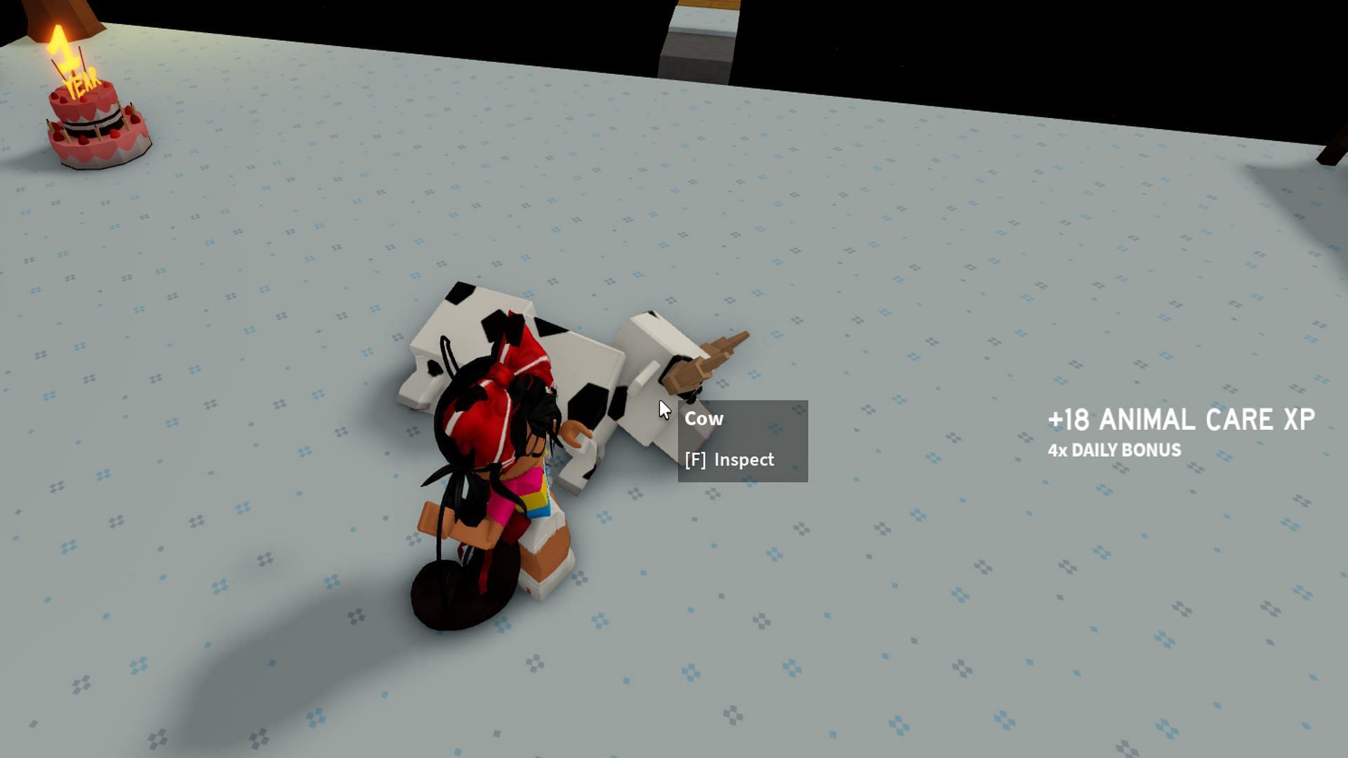 Feed and pet animals to gain Animal Care experience (Image via Roblox)