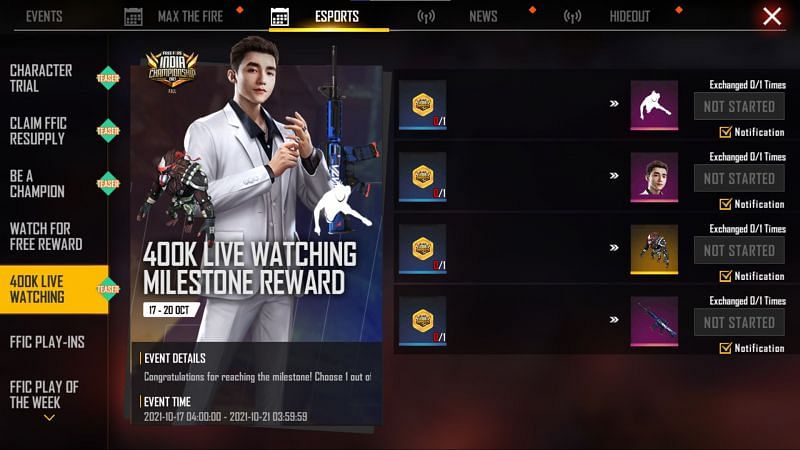 Users will be able to choose between one of the four available rewards (Image via Free Fire)
