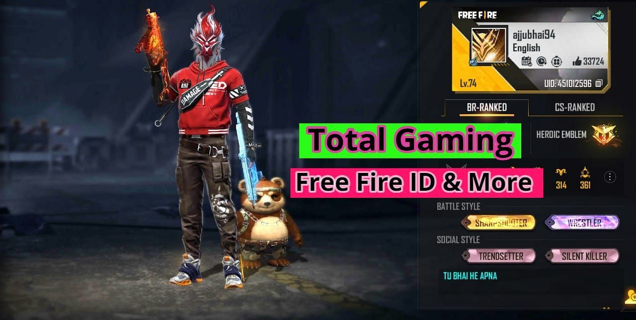 Total Gaming की Free Fire ID और अन्य जानकारी (Image Via Free Fire)