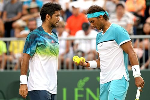 Fernando Verdasco (L) and Rafael Nadal