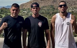 Watch: Nick Diaz grapples with brother Nate in the changing room just before UFC 266 scrap against Robbie Lawler