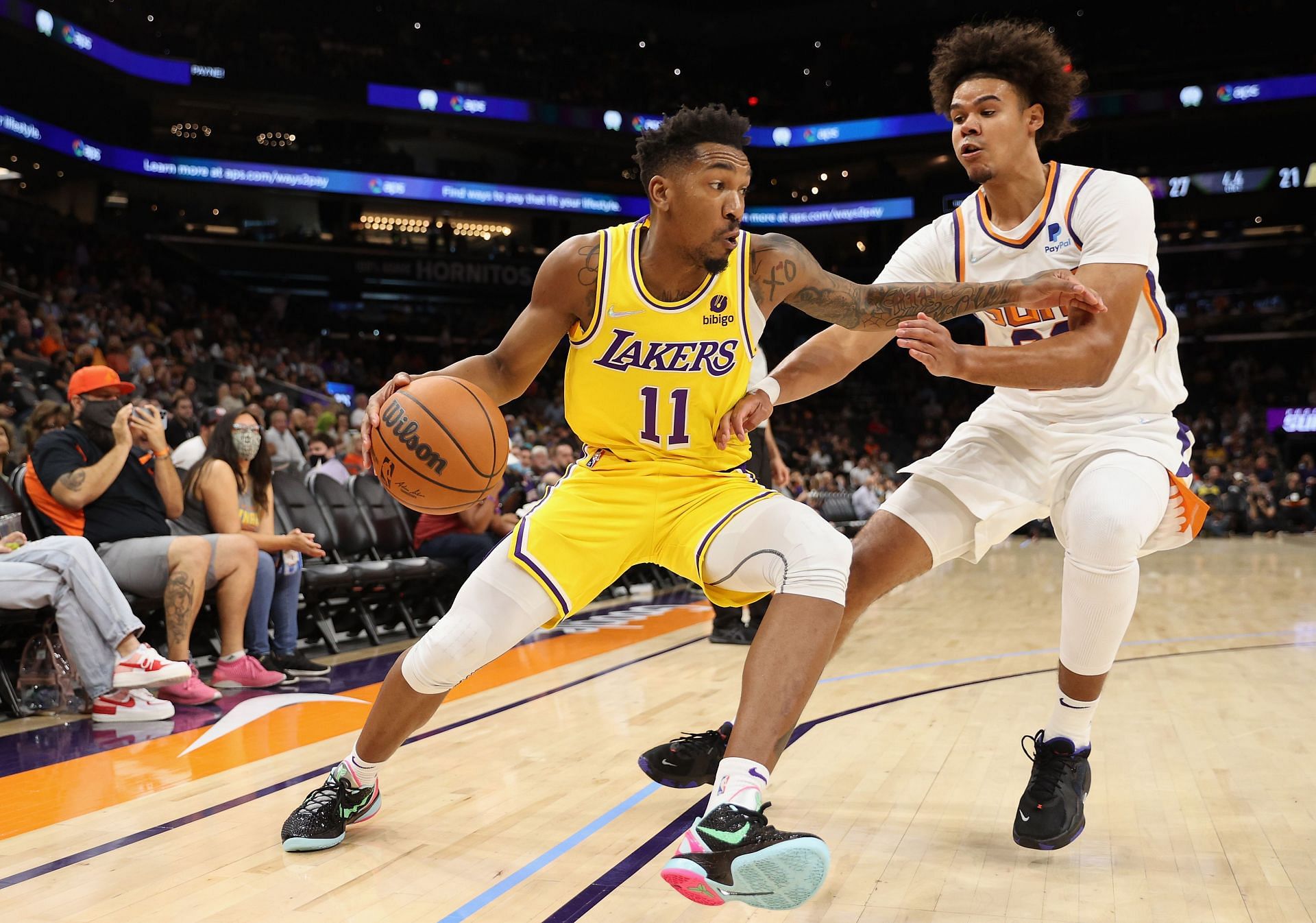 Malik Monk looks to drive to the basket for the LA Lakers.
