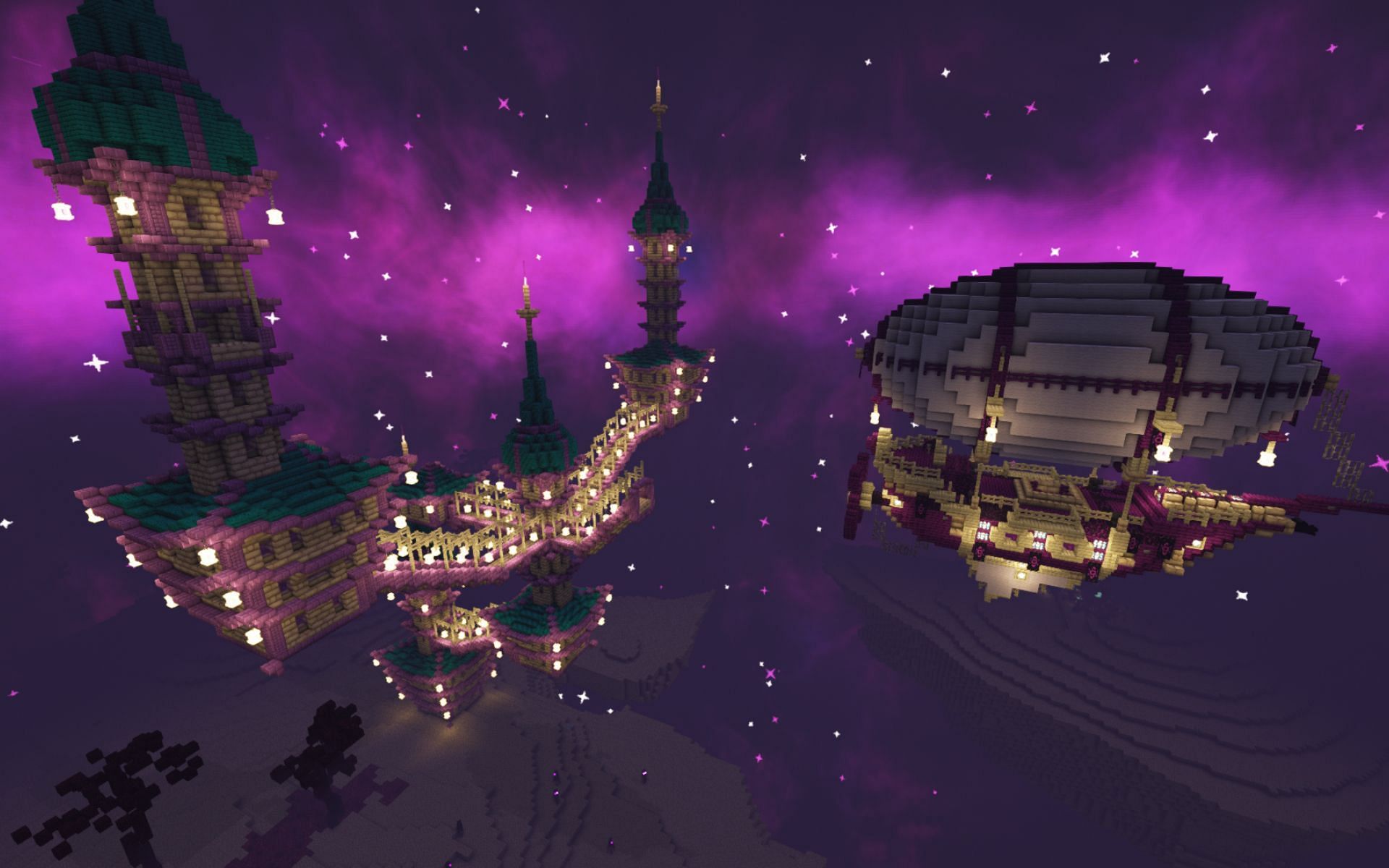 An image of a new structure in the game&#039;s End dimension. (Image via Minecraft.)