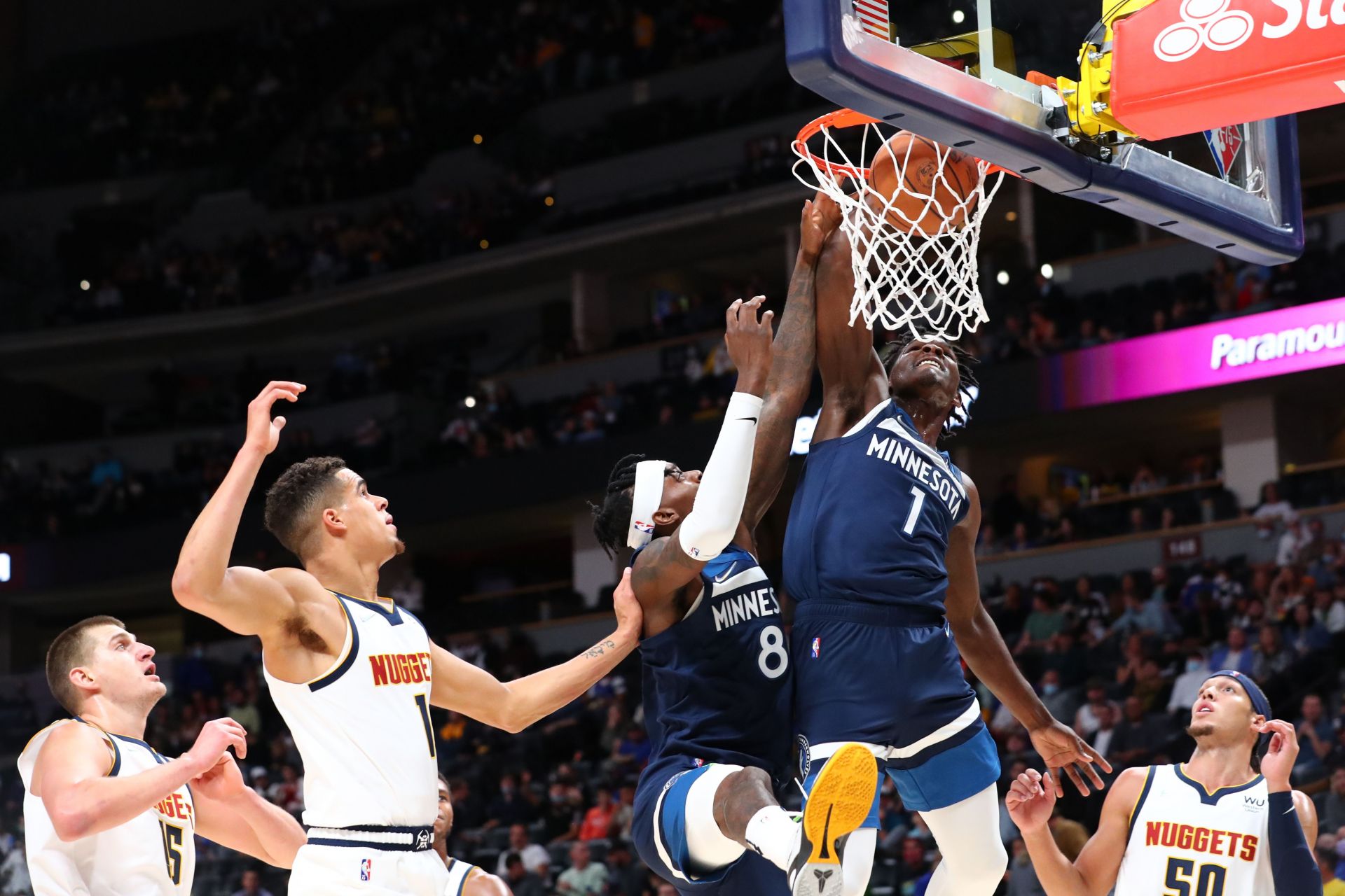 Minnesota Timberwolves' Anthony Edwards with a thunderous dunk