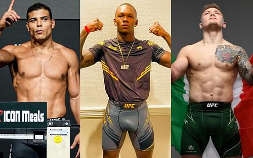 Paulo Costa (left), Israel Adesanya (center), Marvin Vettori (right) [Credits: @borrachinhamma, @stylebender, @marvinvettori via Instagram]