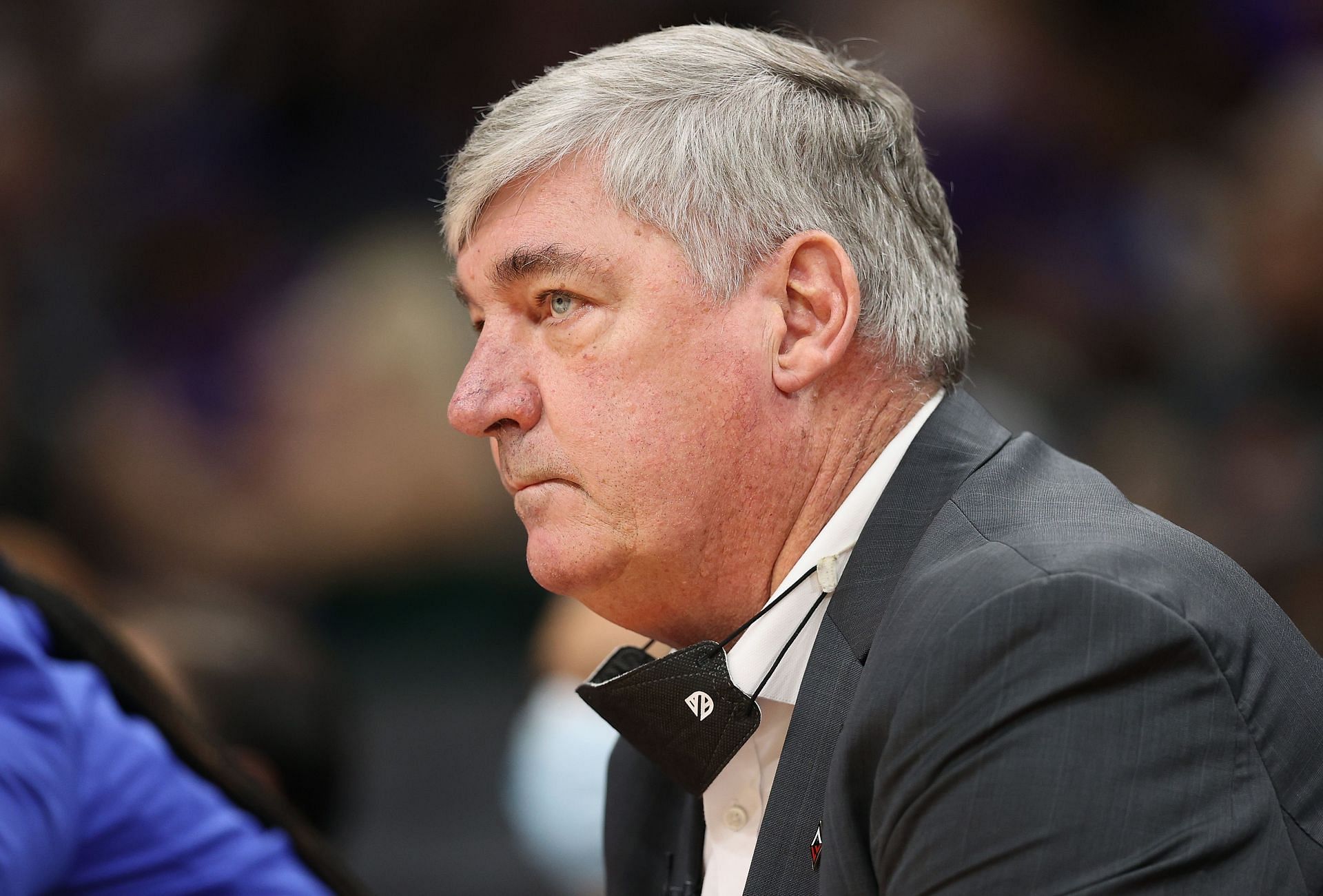 Head coach Bill Laimbeer of the Las Vegas Aces looks on during the first half in Game Four of the 2021 WNBA semifinals at Footprint Center on October 06, 2021 in Phoenix, Arizona.
