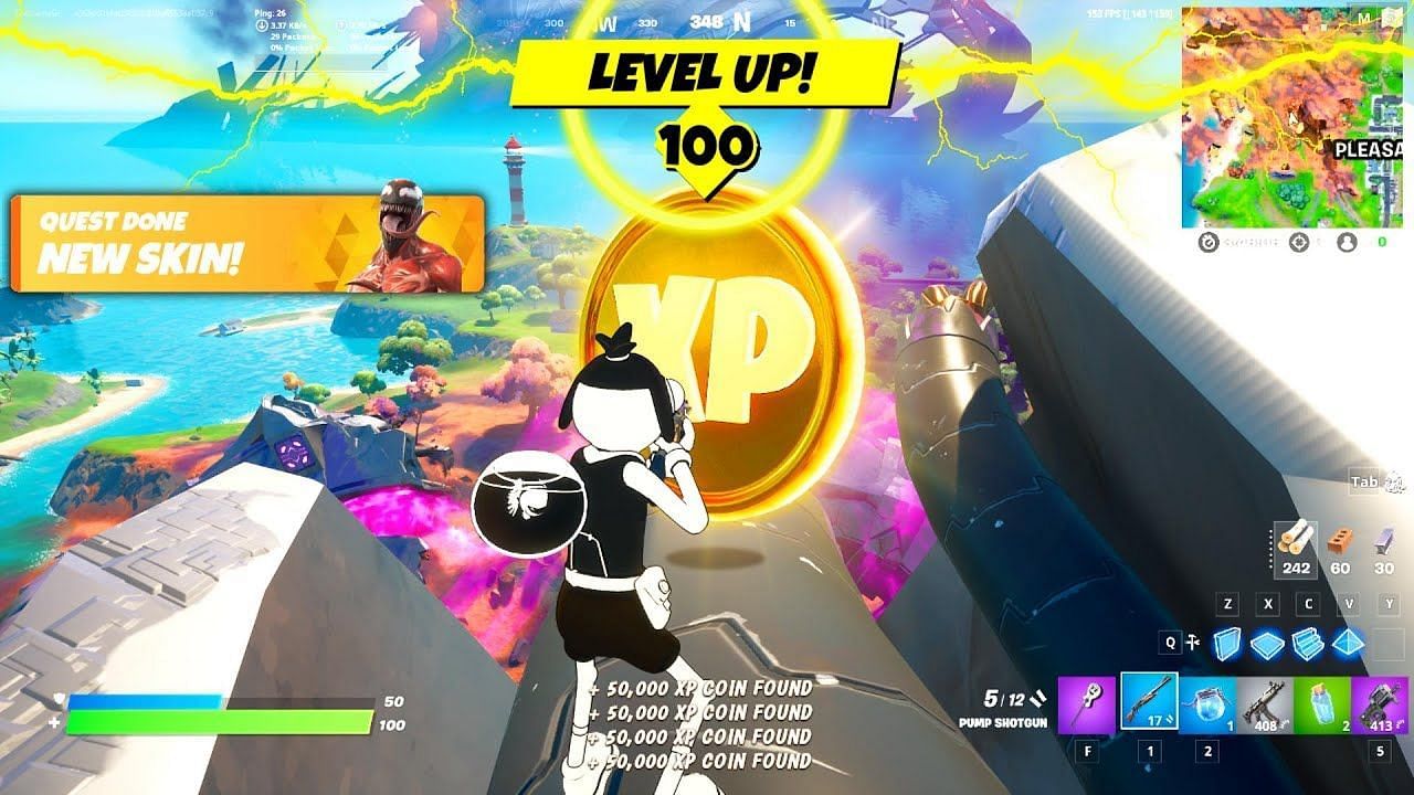 Leveling up can help unlock battle pass items very quickly. (Image via Epic Games)