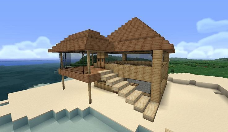 Beach house in Minecraft (Image via Minecraft)