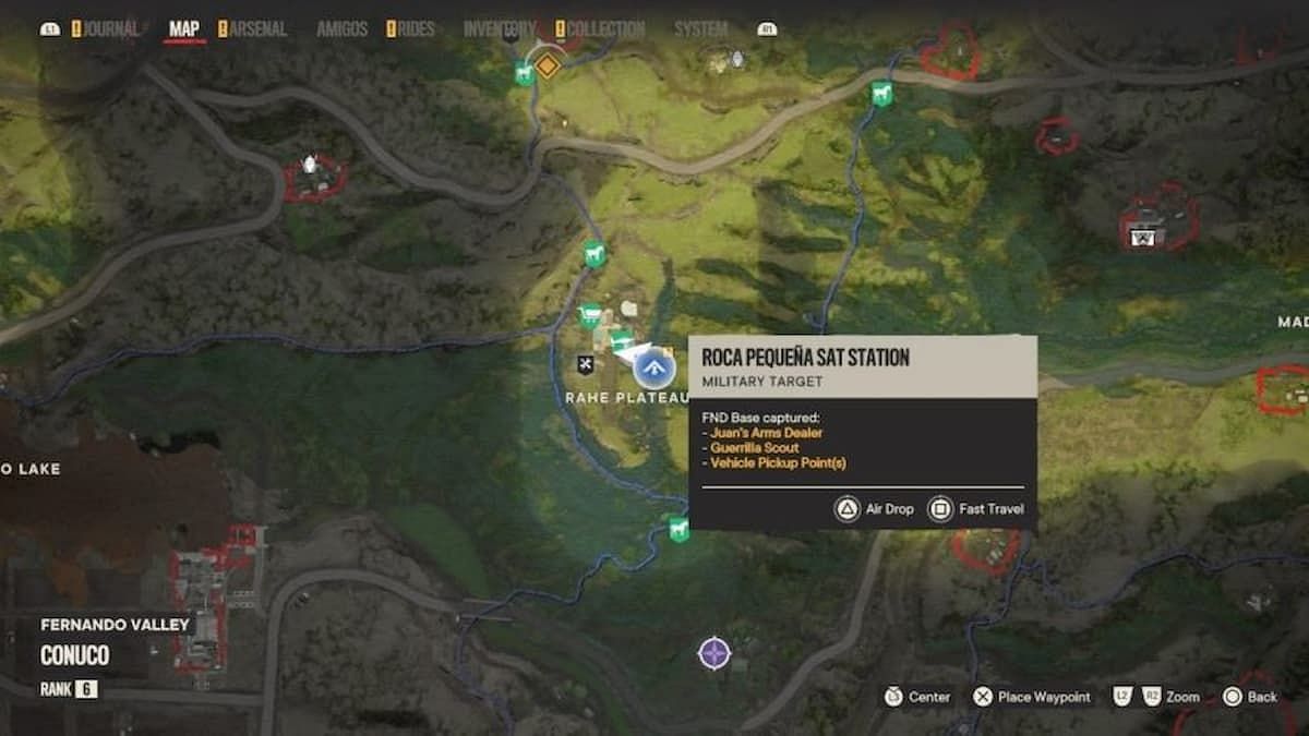 The Roca Pequena Sat Station on the Far Cry 6 map (Image via Ubisoft)