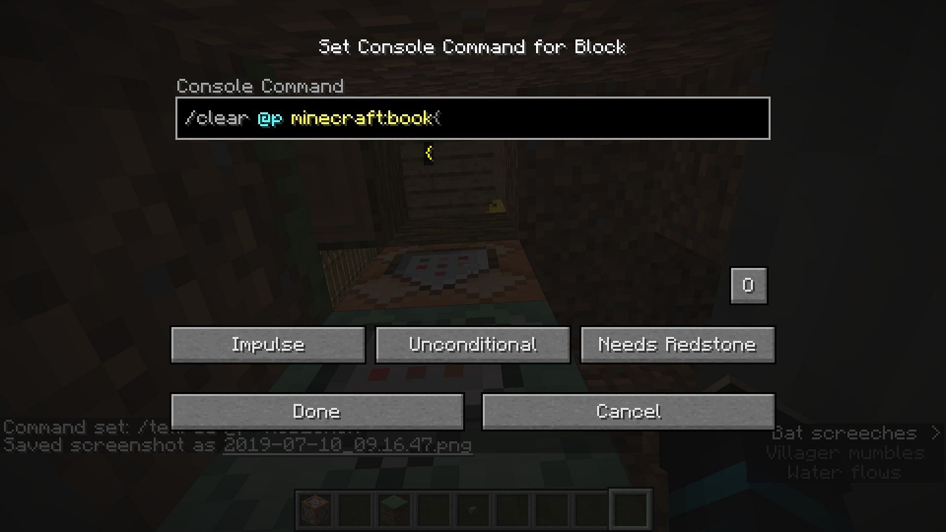 The clear command can be used to clear items from inventory. (Image via Minecraft)