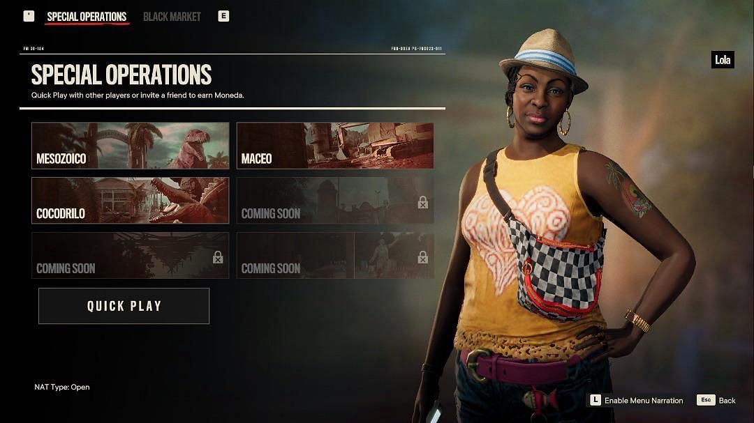 The Special Operations menu at Lola&#039;s Black Market. (Image via Ubisoft)