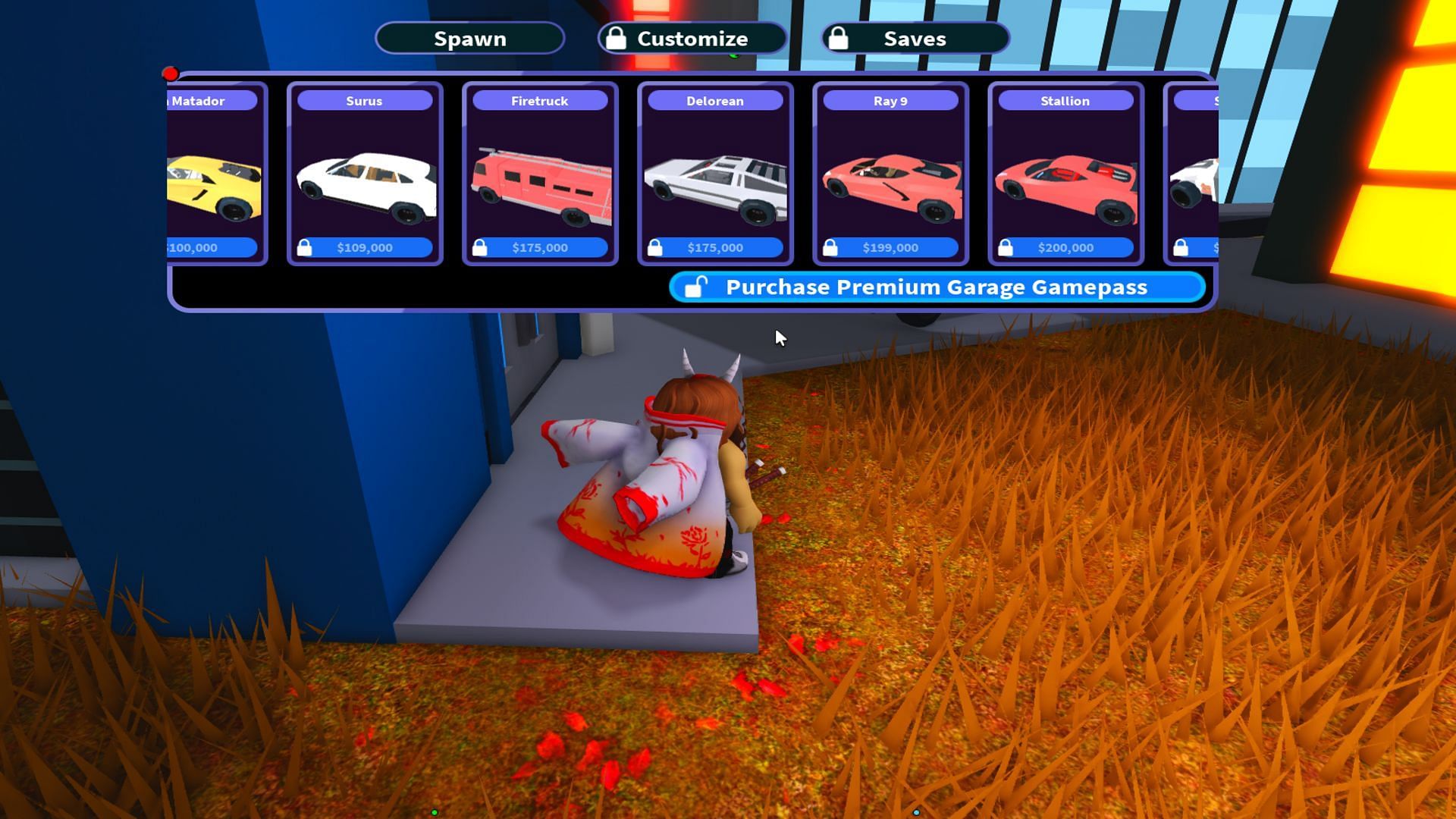 Premium Garage Pass lets players spawn the Delorean (Image via Roblox)