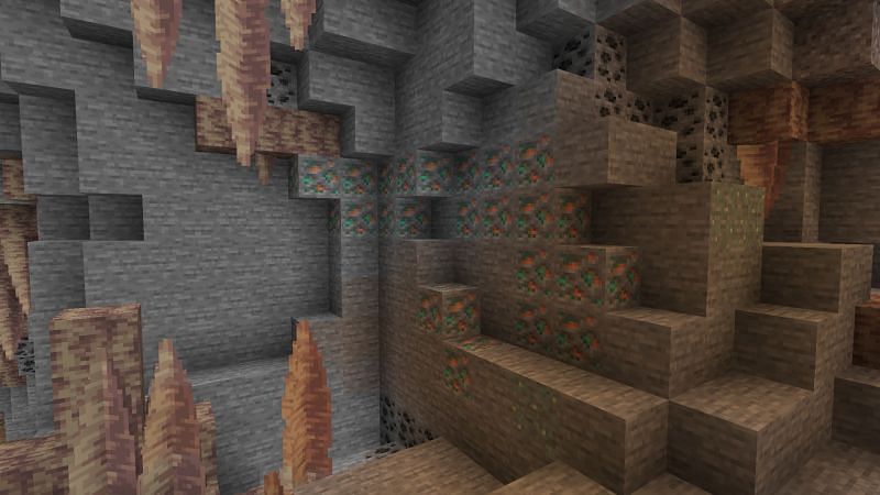 Copper ores are very common in dripstone caves (Image via Minecraft)