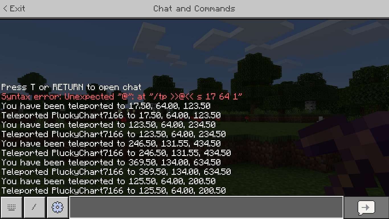 Teleport command in Minecraft BE (Image via LifeWire)