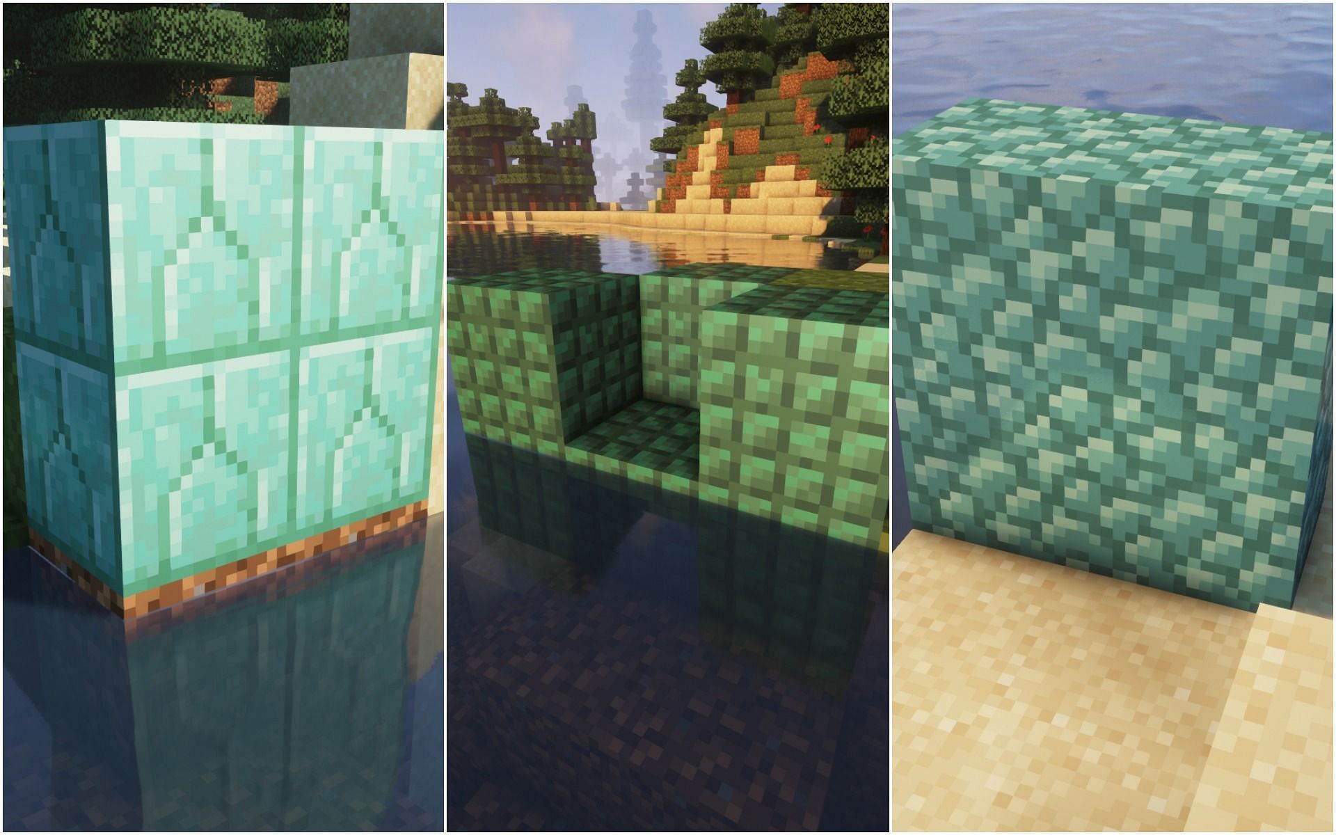 Prismarine blocks (Image via Minecraft)