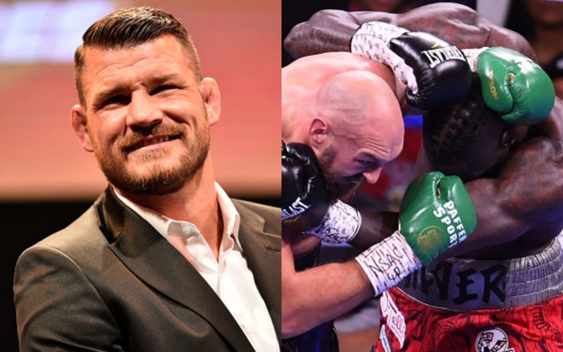 Michael Bisping (left); Tyson Fury (center); Deontay Wilder (right)