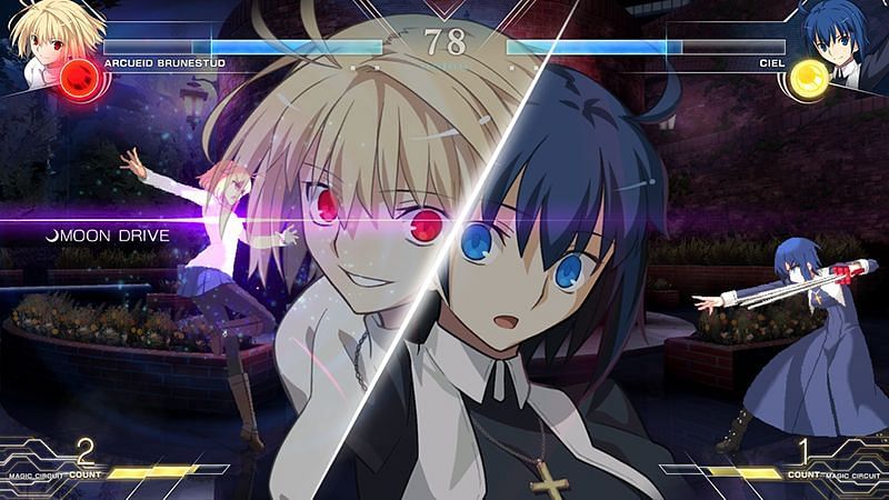 Arcueid triggering her moon drive against Ciel (Image via DELiGHTWORKS)