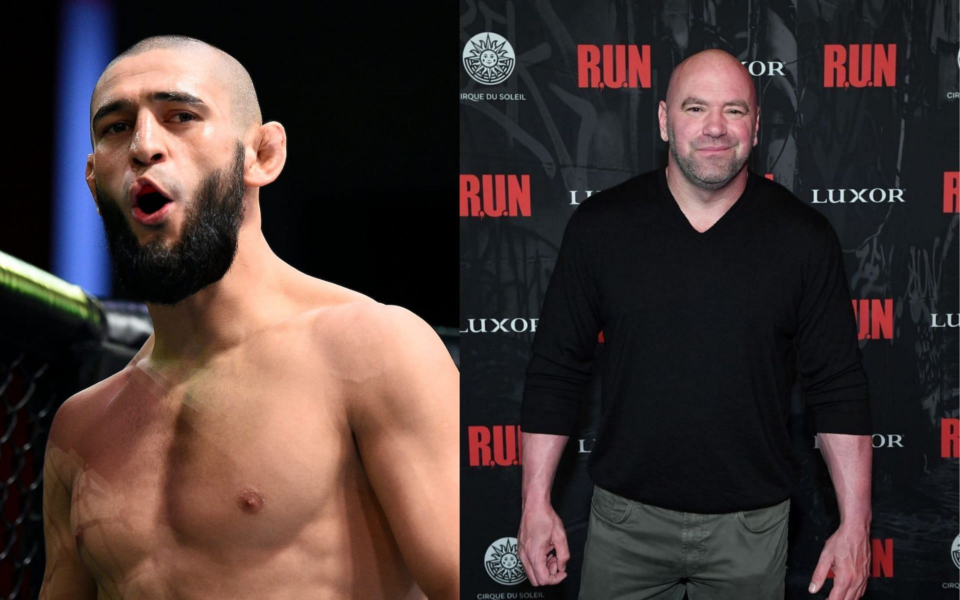 Khamzat Chimaev (left) was praised by UFC president Dana White (right)