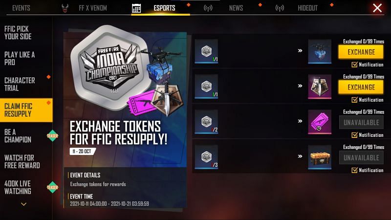 Users can redeem the rewards (Image via Free Fire)