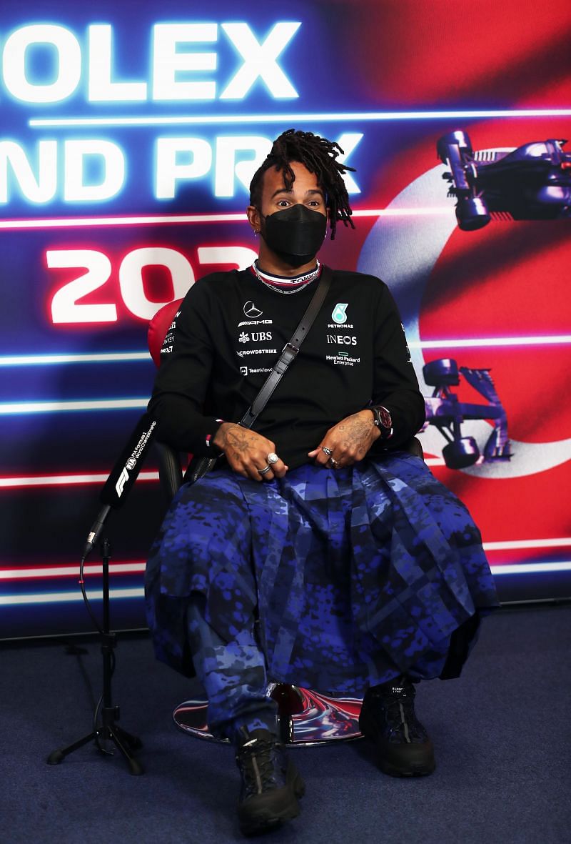 Lewis Hamilton at the FIA Press Conference ahead of the 2021 Turkish Grand Prix