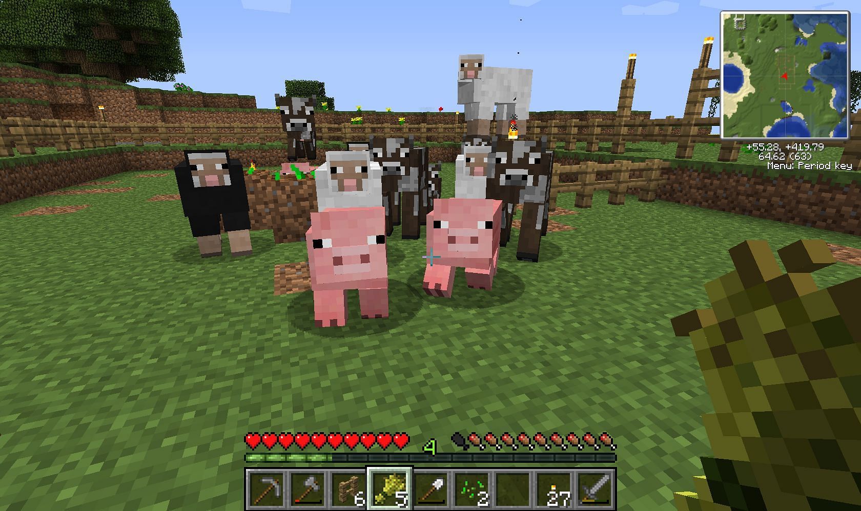 Cows Sheep and Pigs in Minecraft (Image via Mojang)