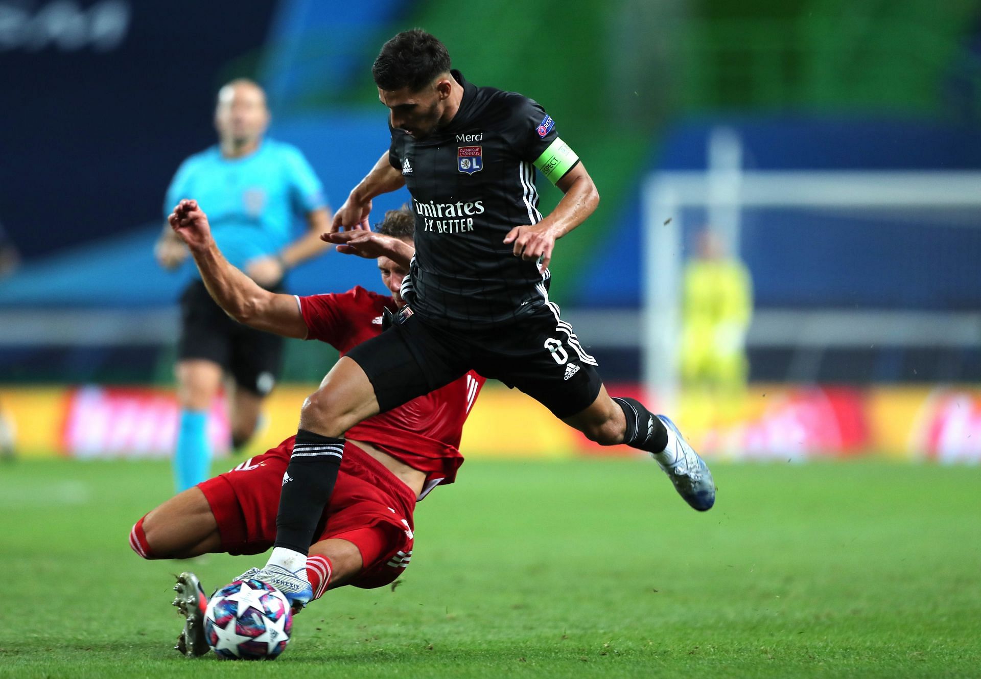 Houssem Aouar in action for Lyon