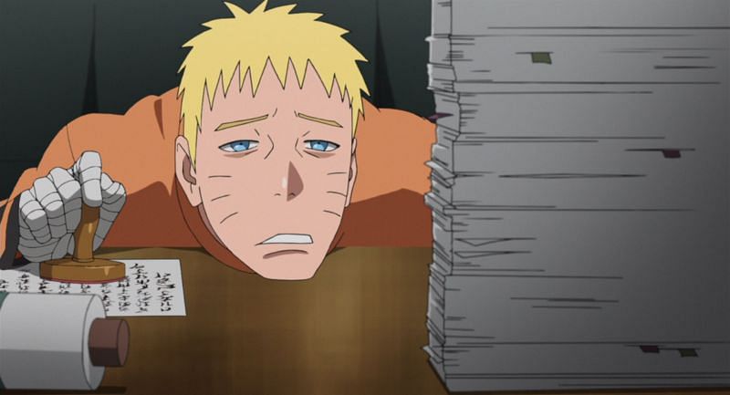 Why does Naruto in Boruto have piles of paperwork? Wouldn't he