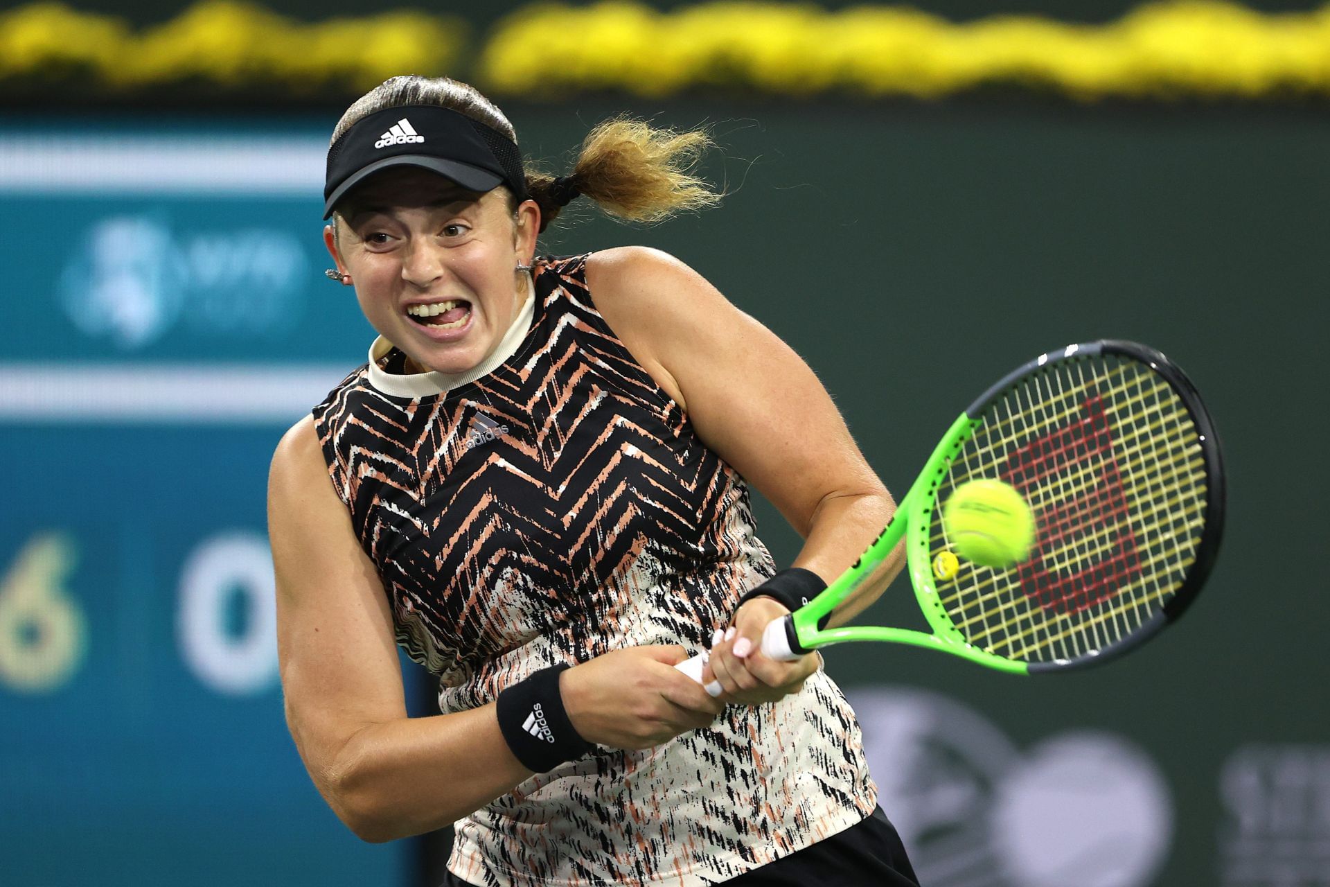 Ostapenko at the 2021 BNP Paribas Open.