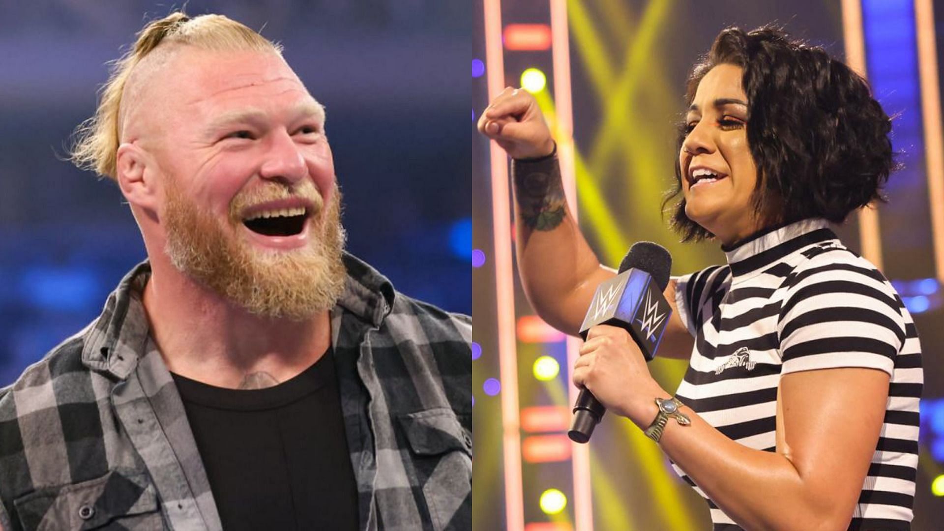 Brock Lesnar (left); Bayley (right)