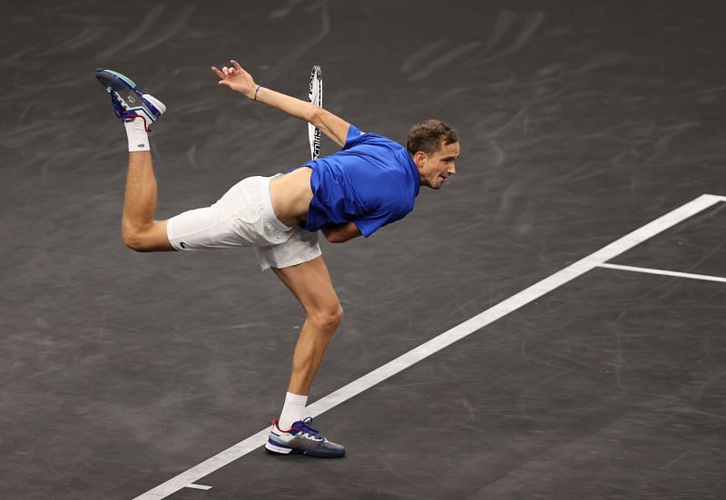 Daniil Medvedev in action at the 2021 Laver Cup 2021