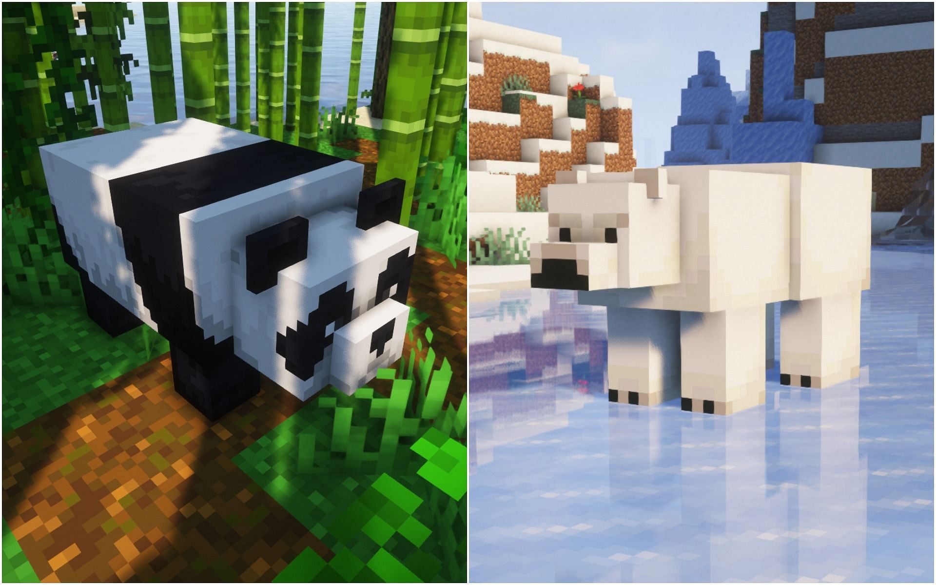 Panda versus Polar bear (Image via Minecraft)