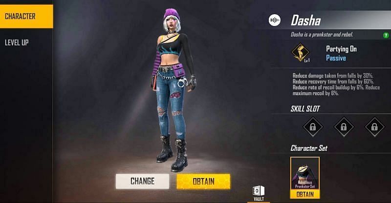 Free Fire Max में Dasha (Image Via Garena)