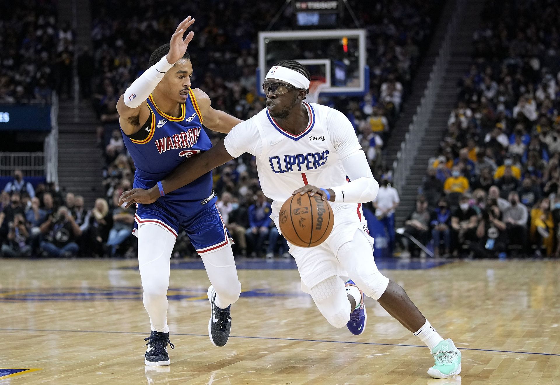 LA Clippers role player Reggie Jackson #1 driving into the paint
