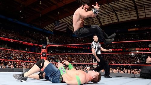 Elias in action against John Cena on RAW in 2017