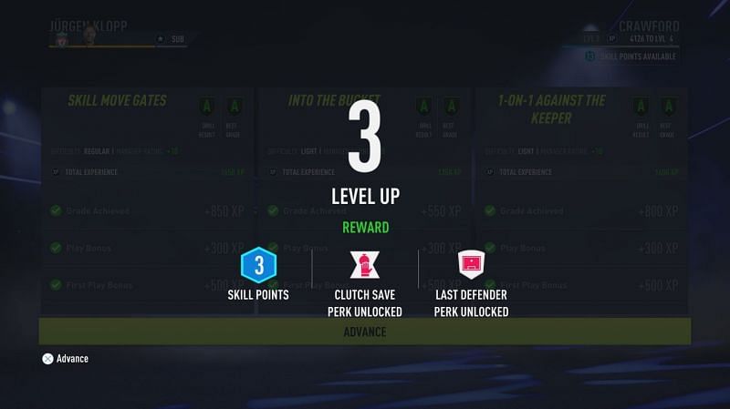 Leveling up a Pro in FIFA 22 Player Career (Image via Electronic Arts)