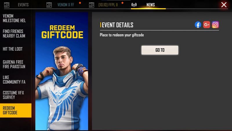 Tap on go-to button (Image via Free Fire)