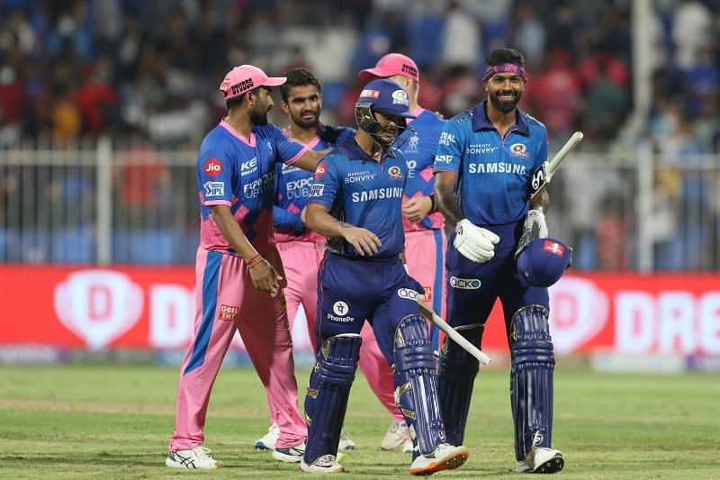 Hardik Pandya and Ishan Kishan walk back after MI&#039;s 8-wicket win over RR. (PC: IPLT20.com)
