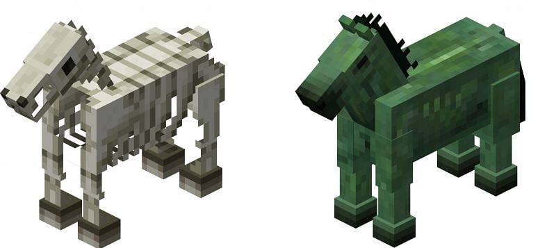 Zombie horses and skeleton horses have some key differences from each other. (Image via Minecraft)