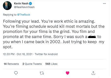 Kevin Nash&#039;s heartfelt response to The Rock