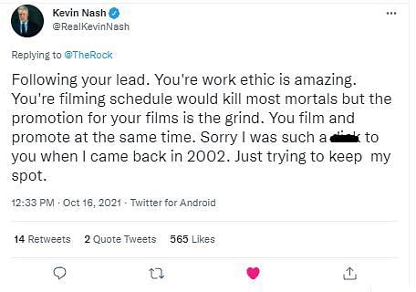 Kevin Nash's heartfelt response to The Rock