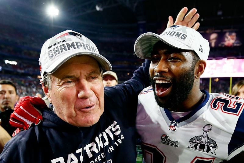 New England Patriots head coach Bill Belichick and Darrelle Revis