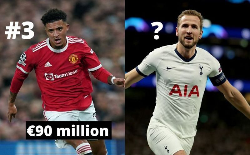 Manchester United&#039;s Jadon Sancho and Tottenham Hotspur&#039;s Harry Kane