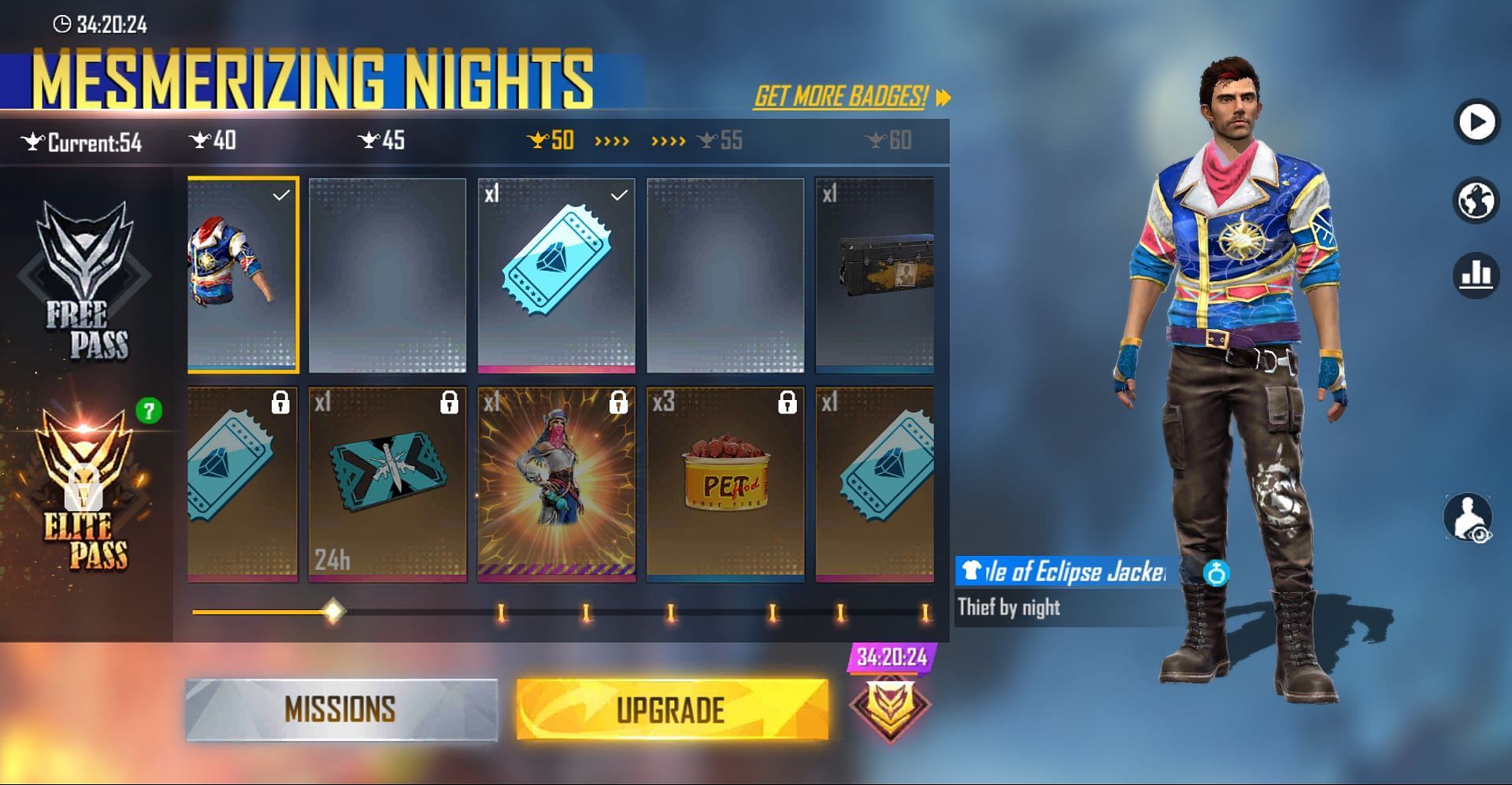 Click the icon beside the upgrade button (Image via Free Fire)