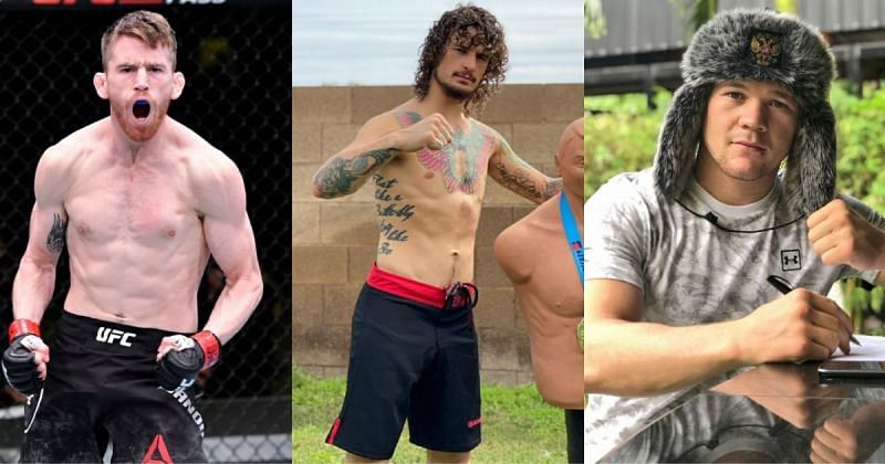 Cory Sandhagen (left), Sean O&#039;Malley (centre) and Petr Yan (right) [Image Credit: @ufc, @SugaSeanMMA &amp; @PetrYanUFC via Twitter]